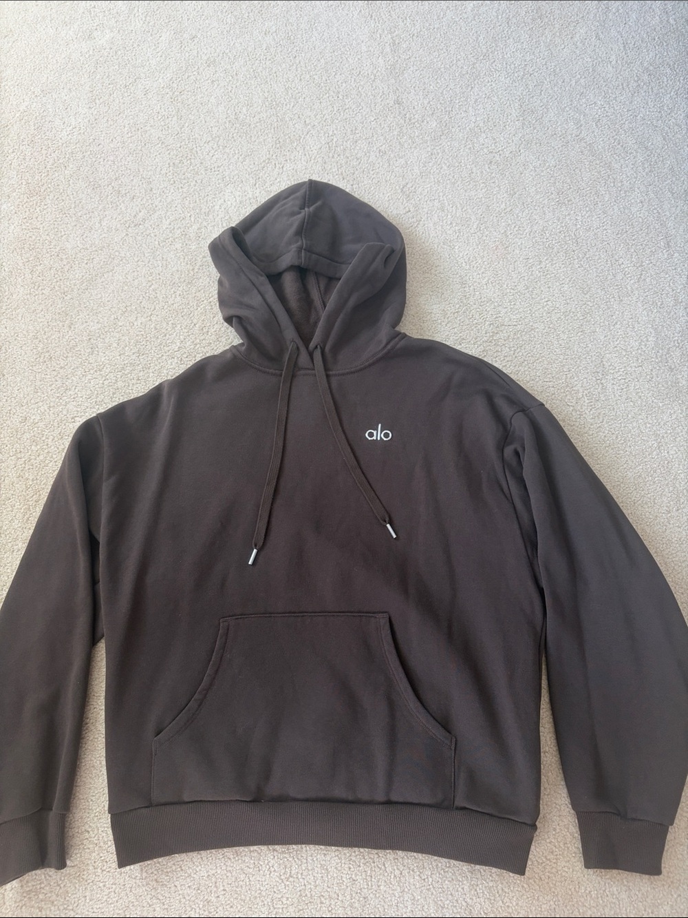 ALO Yoga Men's Brown Pullover Hoodie with Small Logo